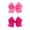 PLH Two Pack Small Front Tail Grosgrain Bow, Hot Pink