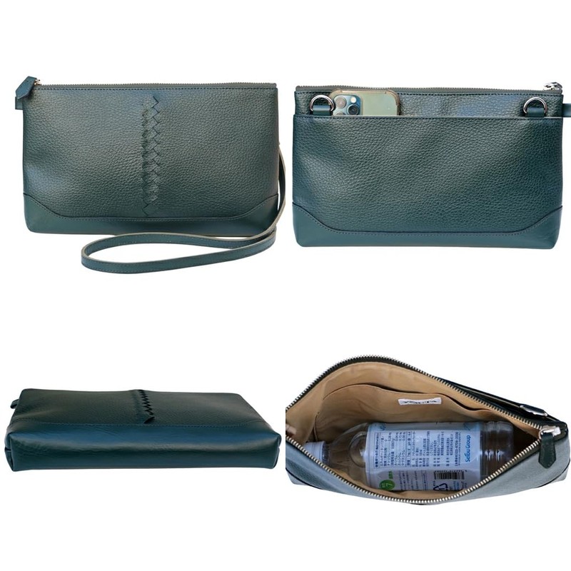 YOUTA LIZARD ELK Leather Sacoche, Made in Japan, Synthetic Leather,