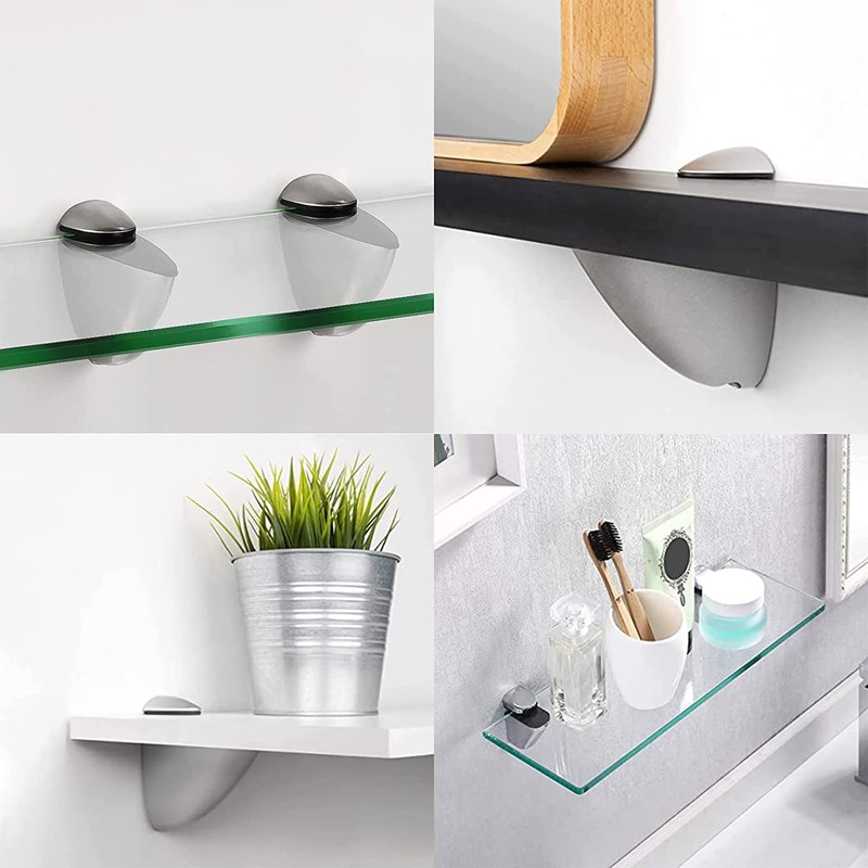 Adjustable Glass Shelf Bracket, Qikuver Adjustable Wood/Glass Shelf Bracket Wall