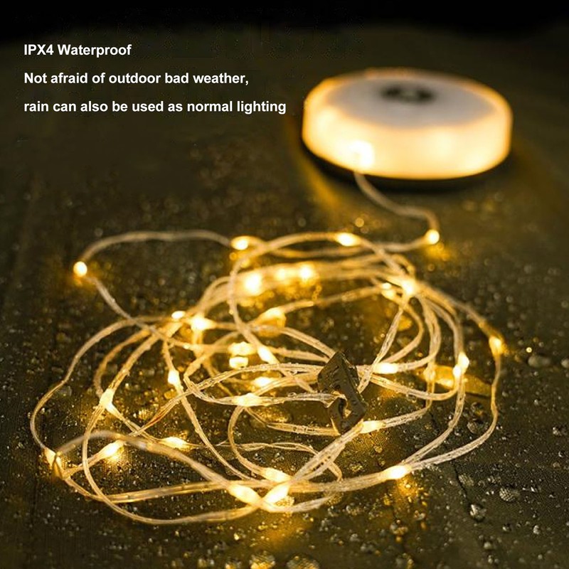 Camping Light String IPX4 Waterproof Multi Modes USB Rechargeable Flexible