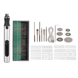 Electric Engraving Pen USB Charging Wireless DIY Indicator Lights Automatic Power Failure Protection Mini Grinding Pen Silver