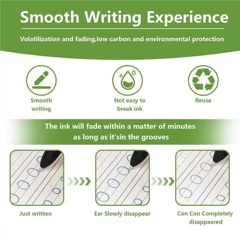 Magic Grooved Writing Practice Pen,Disappearing Ink Magic Pen for Grooved