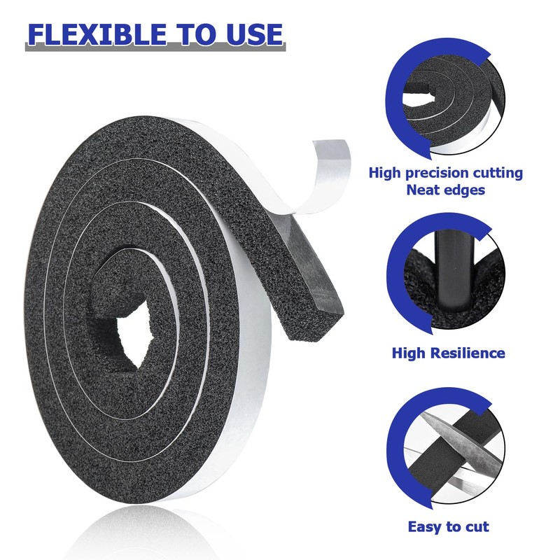 BOJACK Adhesive Foam Weather Stripping, Foam Weather Stripping Foam Stripe