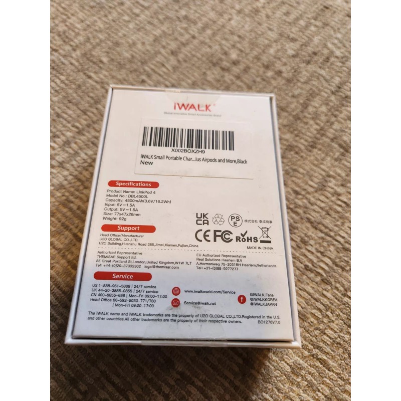 iWALK LinkPod4 4500mAh Portable USB-C Charger - Black, DBL4500C