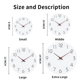 Mosewa Wall Clock 10 Inch Silent Non Ticking Wood Battery Operated Wooden White Modern Office Simple Minimalist Decorative for Kitchen Home Bathroom Living Room