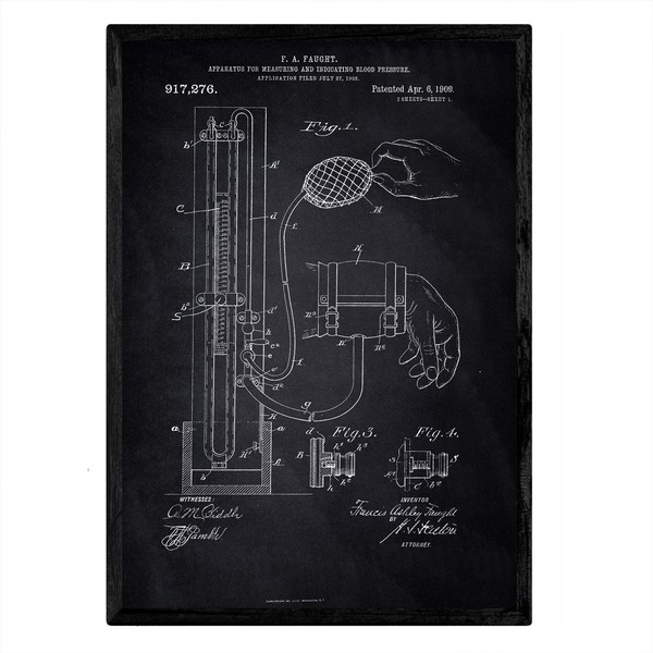Nacnic Patent Sphygmomanometer Sheet with Old Design Patent A3 Black