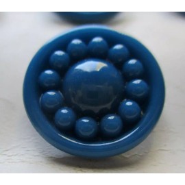 Card of 12 ~ Vintage 3/4" Teal Blue Dot Glass Buttons~Pre WWII~new/old stock