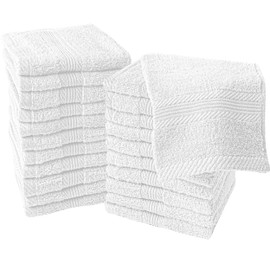 Linteum Textile Supply Premium 13x13 Washcloth (White) – 100% Ring Spun Cotton Zero Twist Towels | Absorbent, Quick Dry, Durable for Bathroom, Spa, Gym (12 Pack)