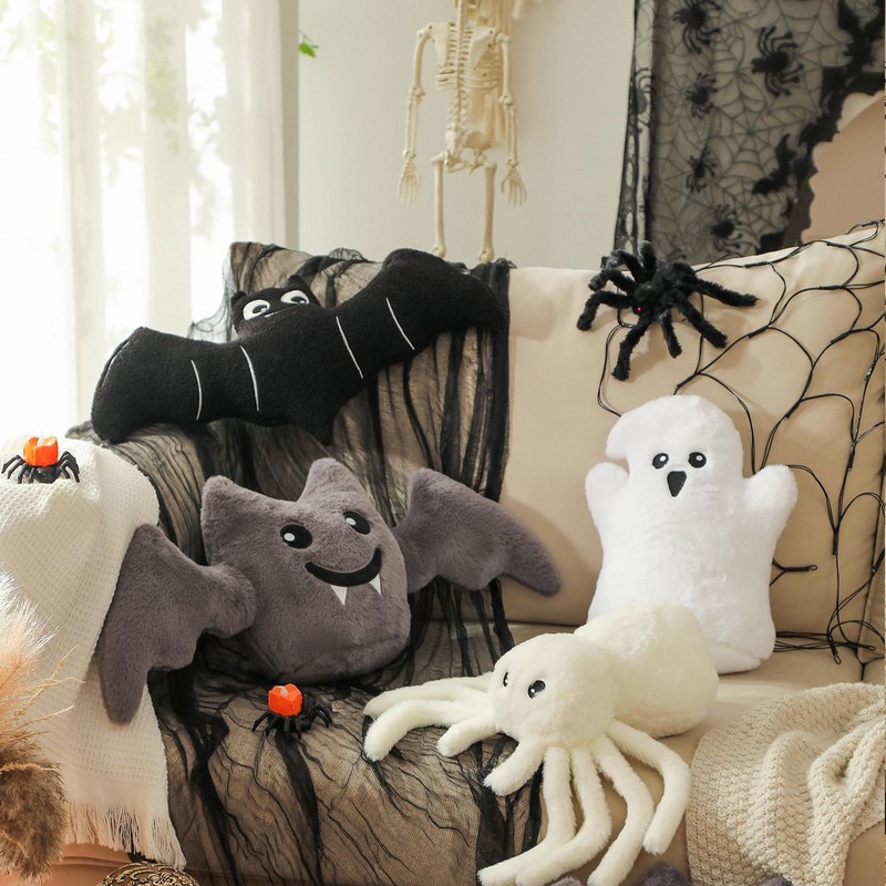 Halloween Spider Pillows, Spider Shaped Throw Pillow for Happy Halloween
