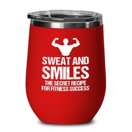 Luxe Gifting Personal Trainer Red Edition Wine Tumbler 12oz - Sweat And Smiles - Fitness Instructor Workout Coach Exercise Lover Cardio Lover Gym Coach