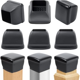 8 PCS Extra Large Chair Leg Sliders for Carpet, Square Chair Glides, Teflon Furniture Pads, Bar Stool Leg Protectors for Carpet, Table Desk Chair Leg Caps Covers No Scratches (Fit 1.45" - 2", Black)