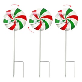 Outdoor Metal Stakes, Wind Catcher Spinner Garden Stakes, Outdoor Wind Spinners, Yard Patio Christmas Decoration, Set of 3…