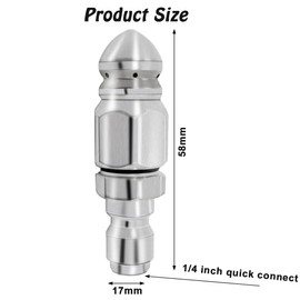 1 Set Stainless Steel Pressure Washer Sewer Jetter Nozzle, 1/4" Quick Connector, High Pressure Drain Jetter Hose Nozzle, Mini Compact Durable Sewer Jet Nozzle, 5000 PSI