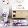 RLHHUG Purple Gold Marble Shower Curtain Sets with Rugs for