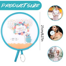 Foldable Hand Fan Set, 6 Pieces Round Fans, Portable Pop-Up Fans with Japanese Pattern, Summer Japanese Fans for Cooling, Wedding and Home Decoration, Festival Party Foldable Hand Fan Round