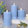 PETRISTRIKE Seaglass Battery Flameless LED Candle, Silver Blue Flickering Pillar