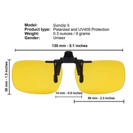 Success Eyewear Clip On Sunglasses Flip Up Polarized Sunglasses Clip on over Prescription Eyeglasses with Case