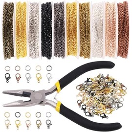 Swpeet 410 cadenas de collar de 10 colores de 3 mm con cierre de langosta surtido, rollos de cadena de eslabones de cable para collares, aretes, pulse