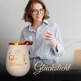 Geschenke für Frauen Männer Freundin, Windlicht mit Gravur Geschenk - Glückslicht, Kleines Persönliches Geschenk Geschenkidee für Beste Mama Freunde Freund Schwester