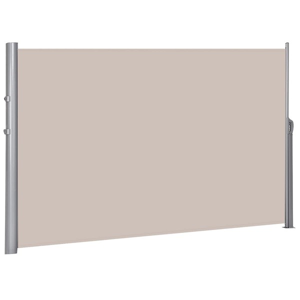 COSTWAY Retractable Privacy Screen 1.8 x 3 m (H x W) Aluminium Side Blind for Privacy Protection for Office, Balcony, Porch, Patio, Garden (Beige)