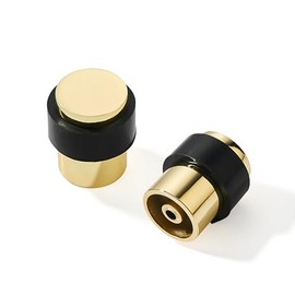 KHTUMEWARE 4 Pack 1-1/2 in Floor Door Stopper,Polished Brass Door Stop,Wall Protector Commercial Door Bumper Wedge Decorative Cylindrical Install Door stoppers on The Floor