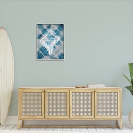Stupell Industries Conch Shell Vintage Nautical Blue Tie Dye Pattern Grey Framed Wall Art, 24 x 30