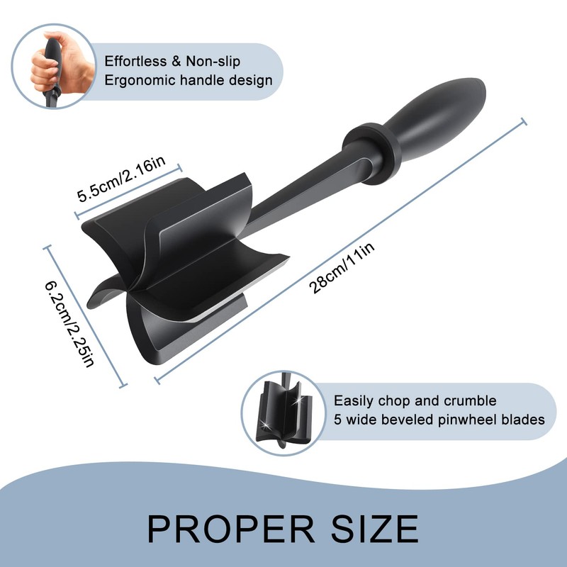 Meat Chopper, 5 Curve Blades Ground Beef Masher, Heat Resistant
