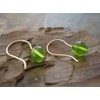 ★ Gold hook and green glass ★ Earrings