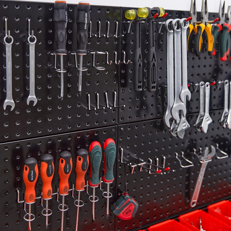 Ultrawall Pegboard Wall Organizer, Black Metal Pegboard Panels, Garage Storage
