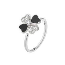 IMINI Four-Leaf Clover Fidget Spinner Rings for Women Girls CZ Heart Flower Anxiety Rotate Freely Inspirations Stress Relief Open Stacking Finger Ring Love Statement Fashion Jewelry Gifts (Silvery)