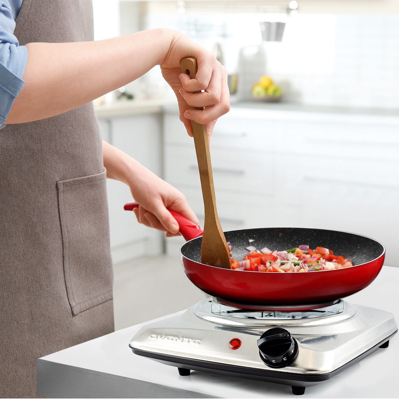 OVENTE Electric Countertop Single Burner, 1000W Cooktop with 6" Stainless