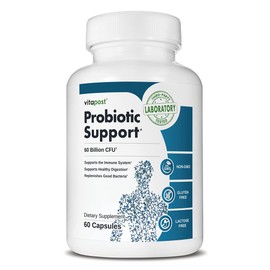 VitaPost Probiotic Support Replenish Digestive Flora with 4 Strains of Probiotic Bacteria. Includes MAKTREK Bi-Pass Technology. Support for Digestive Health. 60 Capsules