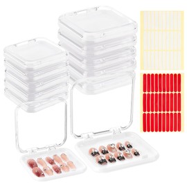 BENECREAT 20pcs 2 Styles Press On Nail Boxes, White Artificial Nail Packaging Display Storage Boxes with 60pcs Double Sided Adhesive Tape for Nail Art Salon Manicure Craft