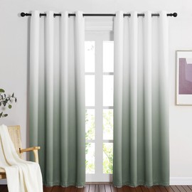 NICETOWN Nursery Curtains for Kids Bedroom, Ombre Blackout Curtains 84 inches Long for Living Room Thermal Insulated Grommet Sliding Door Window Drapes, 1 Pair, Sage Green, 52W x 84L
