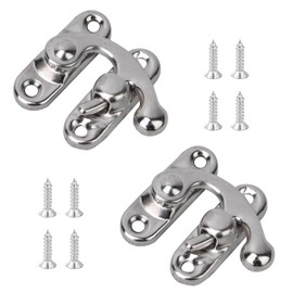 Misuyue 2pcs Antique Vintage Lock Clasp, Silver Right Latch Hook Hasp, 32 x 28mm Mini Swing Arm Clasp Latch for DIY Suitcase Toolbox Wooden Case
