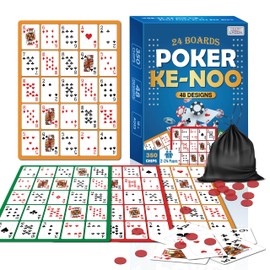 GRANDLMOON Poker Ke-NOO Card Game Set, 24 Double-Sided Boards, 350 Chips, Casino Night Family Game for Adults