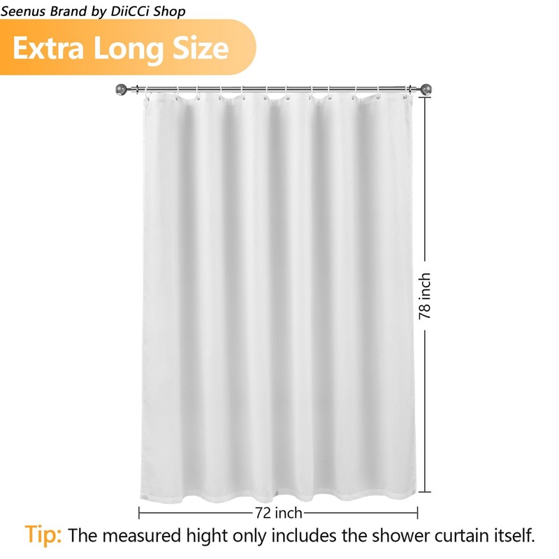 Seenus 72 x 78 inch Extra Long Fabric Shower Curtain