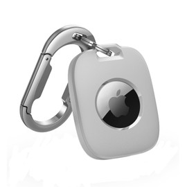 SURITCH for AirTag Holder 1 Pack, Keychain with Anti-Lost Carabiner, Shockproof TPU Protective Case for AirTag for Kids, Keys, Pets, Luggage, Bags, 1 Pack -(Grey)