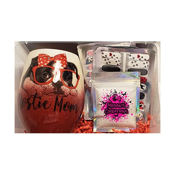 Boston Terrier Wine Glass, Nail Polish Strips, Waterslide Nail Decals