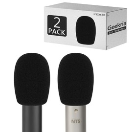 Geekria for Creators Foam Windscreen Compatible with RODE M5, NT5, NT6, NT55 Microphone Antipop Foam Cover, Mic Wind Cover, Sponge Foam Filter (Black / 2 Pack)