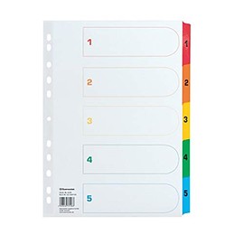 Soennecken Index 1-5 Full Height for DIN A4 22.3 x 29.7 cm (W x H) 11 Holes with Index Cover Sheet Cardboard 170 g/m² Coloured