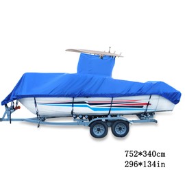 Silscvtt Blue 420D Heavy Duty Boat Cover Outdoor Replacement for Center Console Style Boats with T-Top Roofs 20-22ft