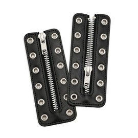 Soletec Leather Lace-in Boot Zipper Inserts for All Brands, Tieless Shoe Laces, 9 Black Eyelets, 1 Pair, Black