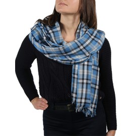 Alan Stone Soft Tartan Check Pashmina Scarf Wrap Shawl with Delicate Tassel Finishing and Free Hanger, M