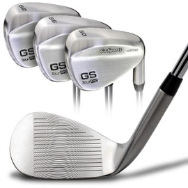 GoSports Illegal Max Spin Golf Wedge Set - Men's Right Handed Sand, Lob, Gap Wedge, Brushed Stainless