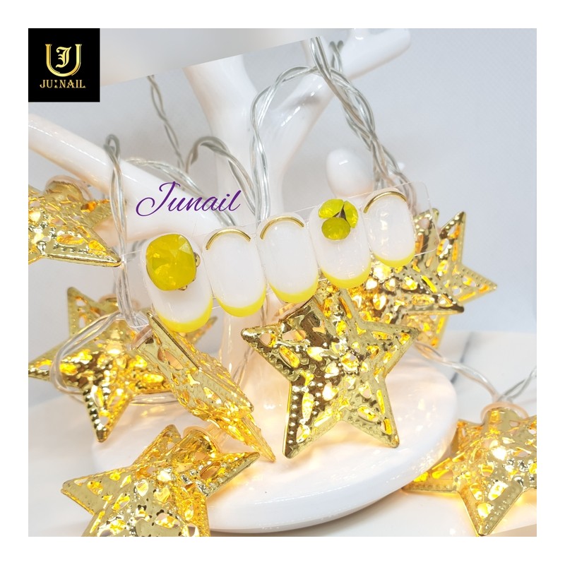 Smile Yellow Handmade Nail Tips - Short C Curve Coffin