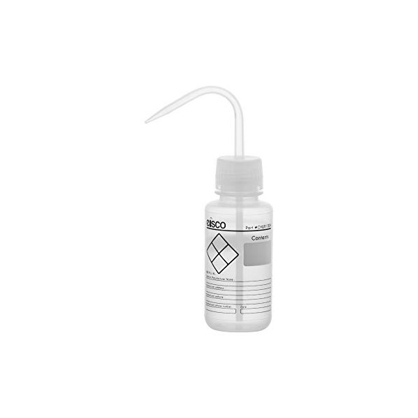 Chemical Wash Bottle, Blank Labels, 250ml - Wide Mouth, Self