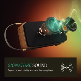 House of Marley Rise Up Solar Bluetooth Speaker, IP67 Waterproof, 14H Playtime, Solar Charging, Quick Charge, Eco-Friendly Recycled Materials, Bamboo Design & Bottle Opener (Signature Black)