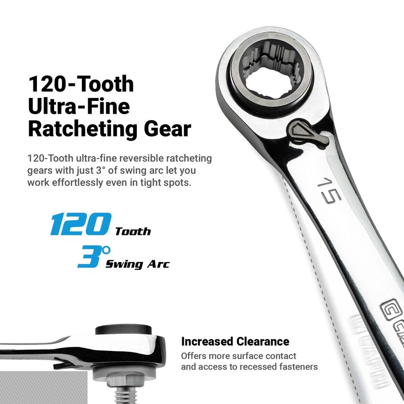 Capri Tools 4-in-1 120-Tooth Box End Reversible Ratcheting Wrench, 9/16,