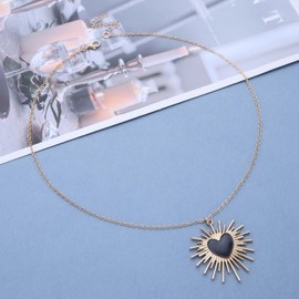 Enautoabs Bohème Emaille Herz Halskette Choket Schwarzes Herz Anhänger Halskette Gold Sonne Herz Halskette Liebe Herz Aussage Halskette Schmuck Für Frauen
